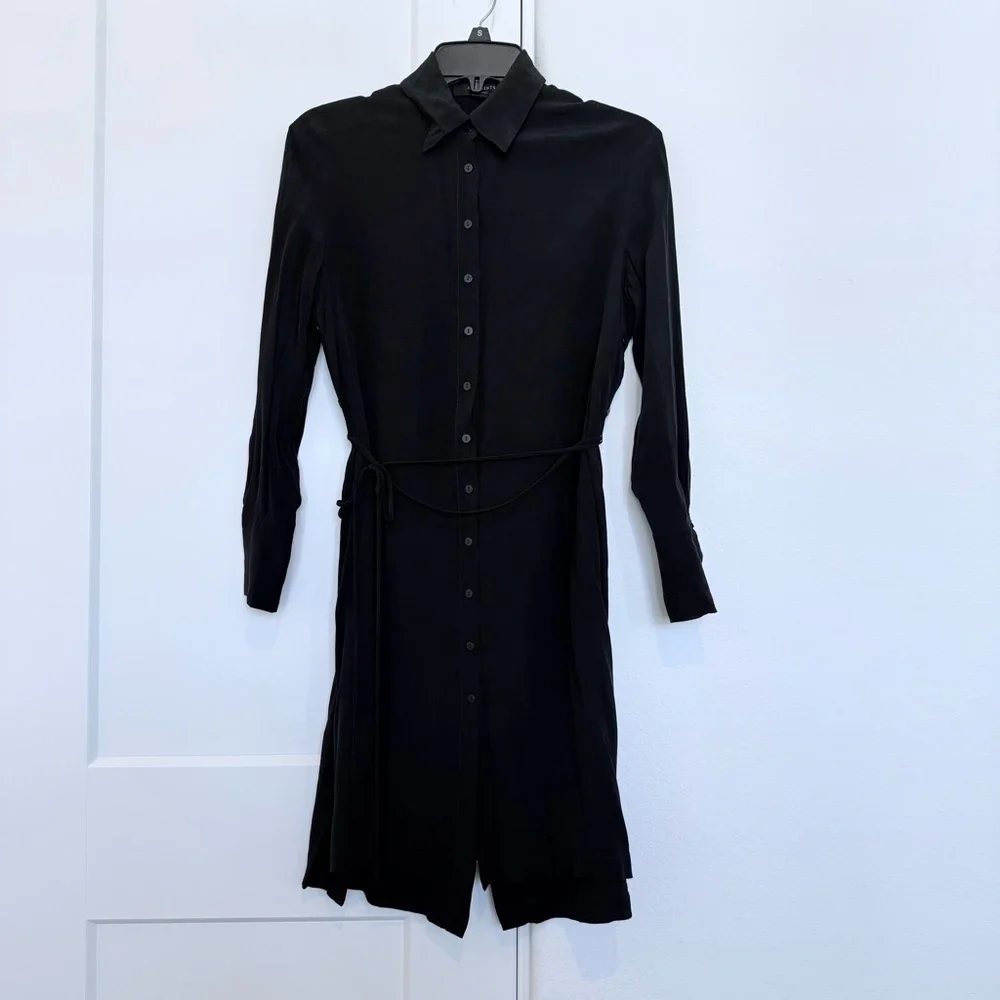 ALLSAINTS Black Anya Long Sleeve Button Down Dress